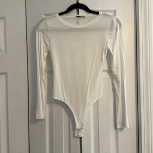 Fashion Nova, long-sleeve, white, body suit